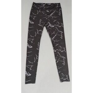 Leggings Women L/XL Black Marble Excellent High Rise Activewear 653020
